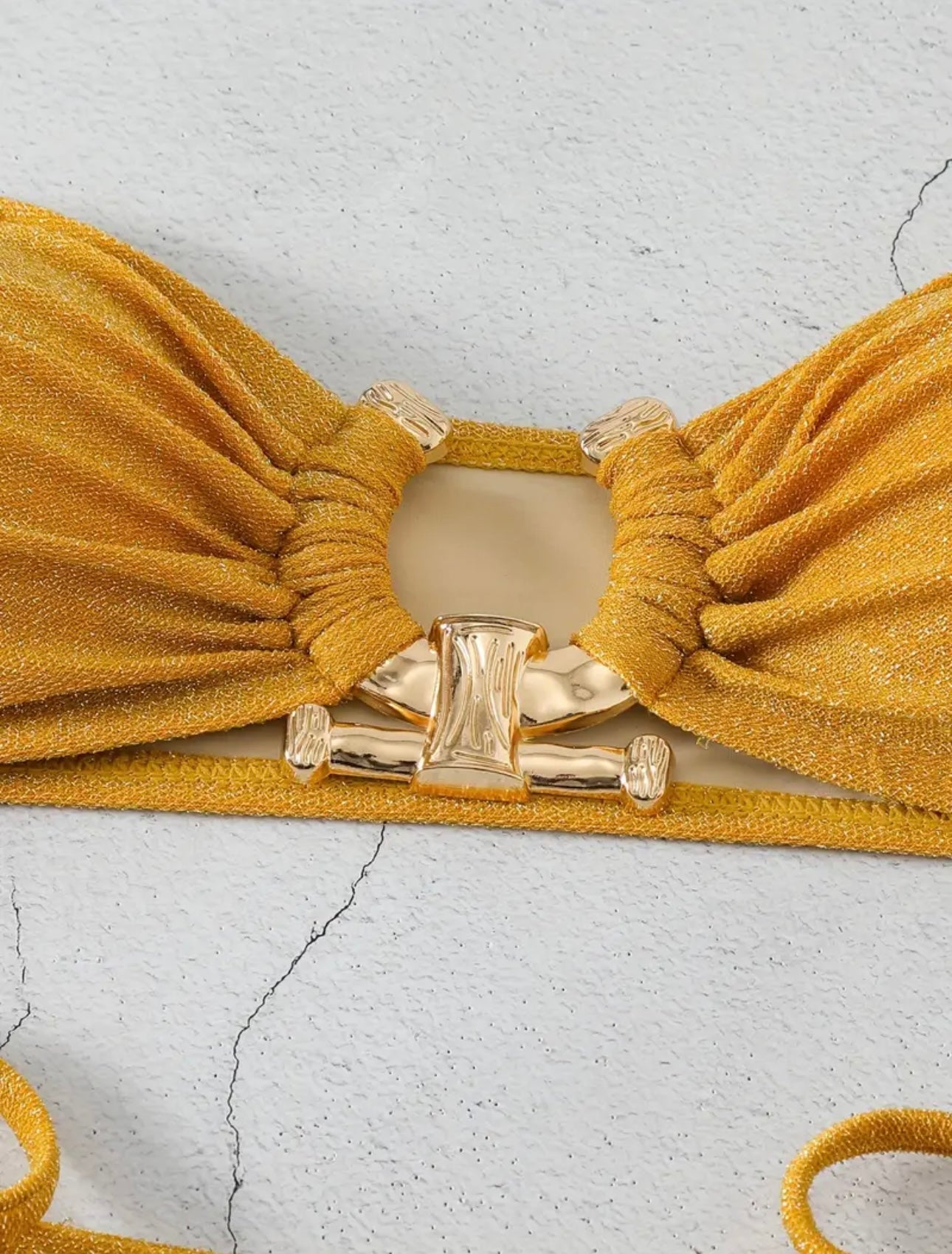 yellow bandeau bikini set ring