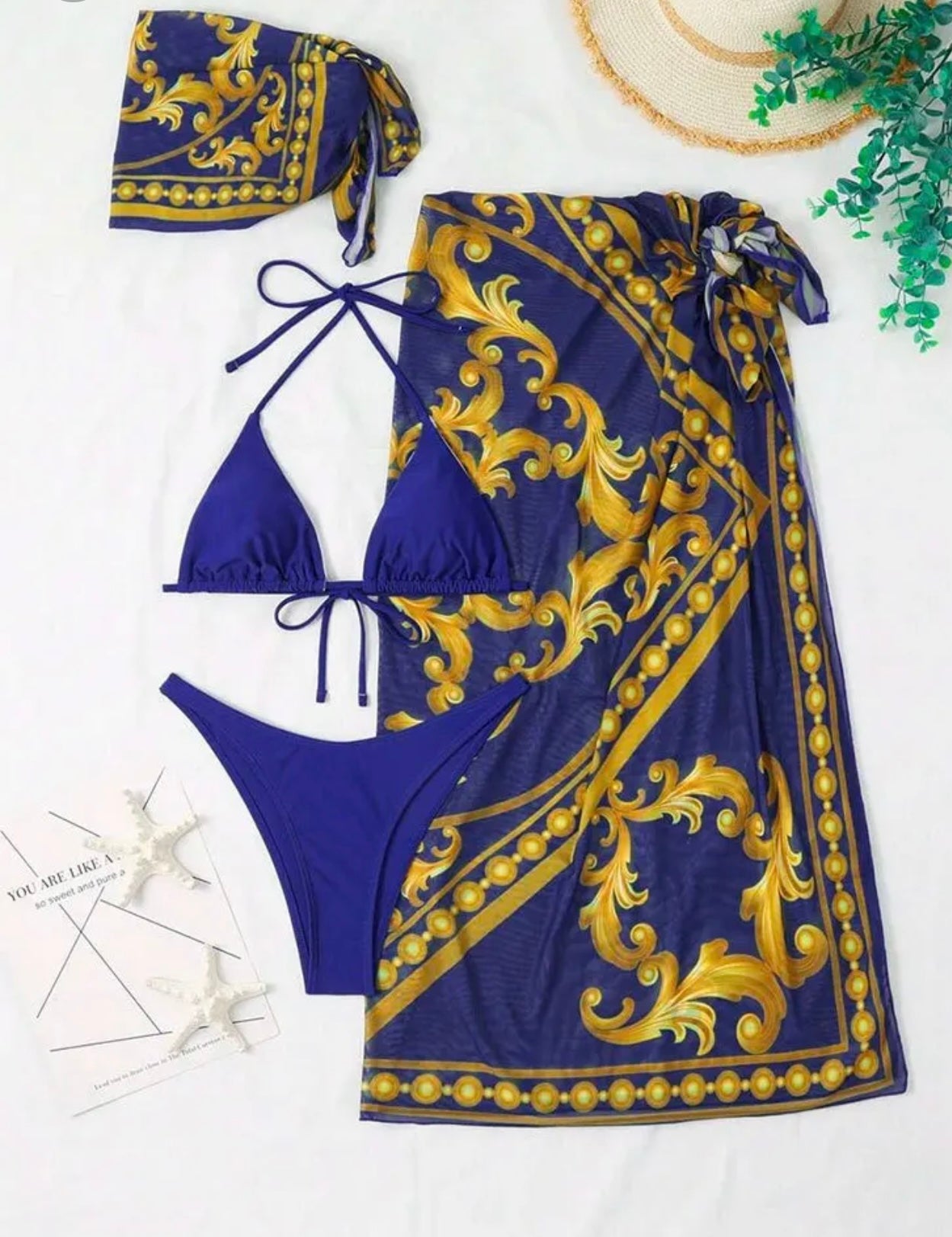 Blue Bikini four Pieces Bathing set