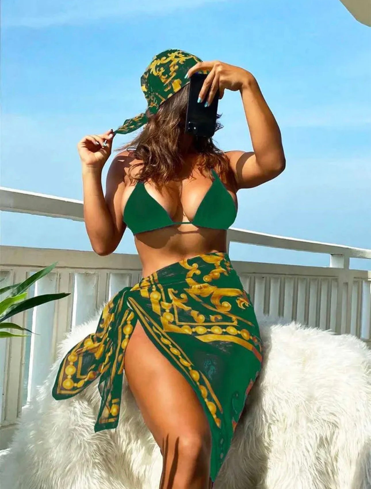 Green Bikini bathing four pieces set