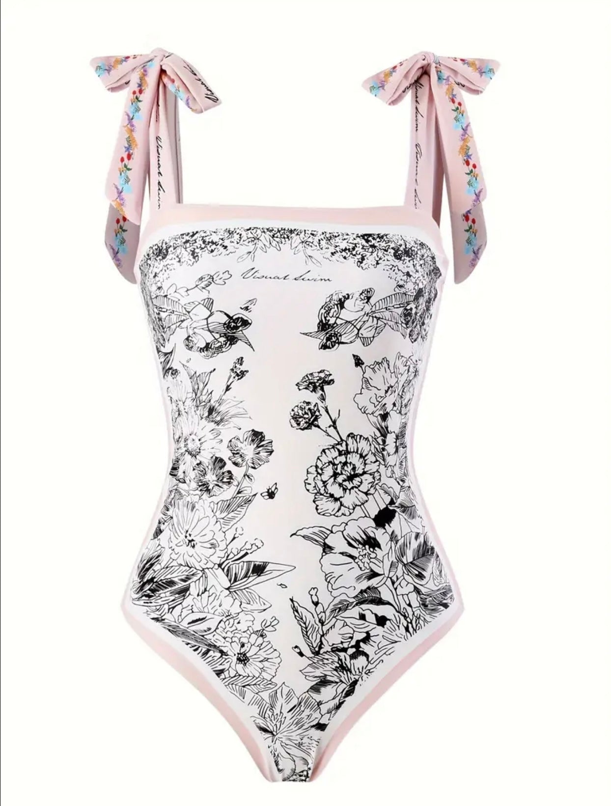 Floral Print Reversible One-piece Swimsuit other side