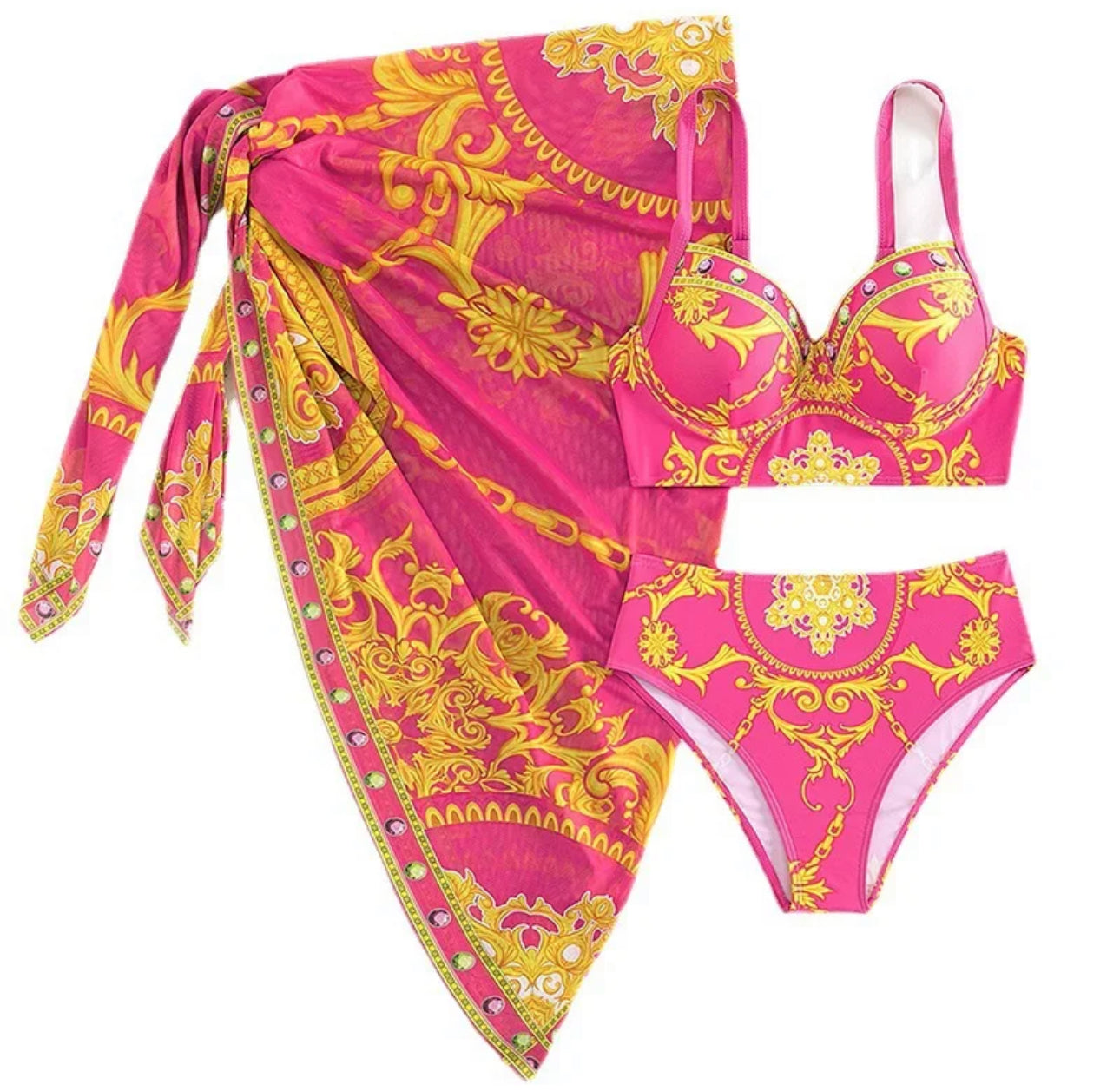 Three pieces bathing Pink - Gold set