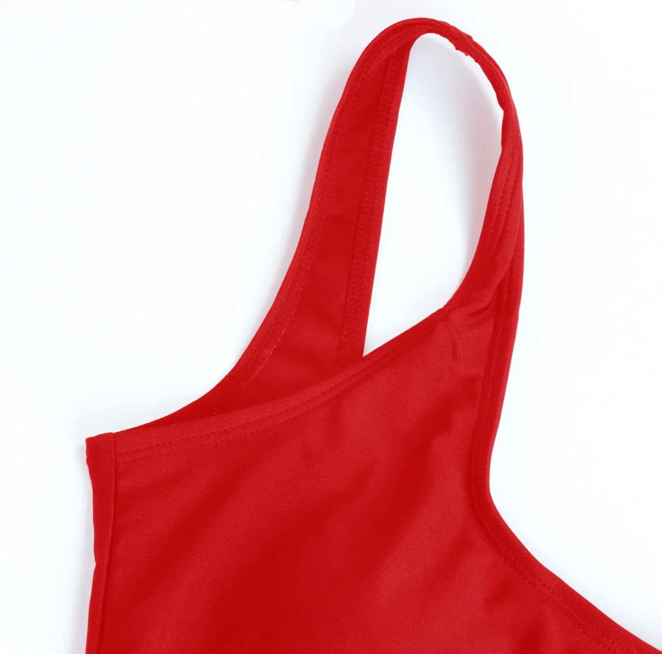 Woman Classic One Piece Bathing Suit Red sleeve