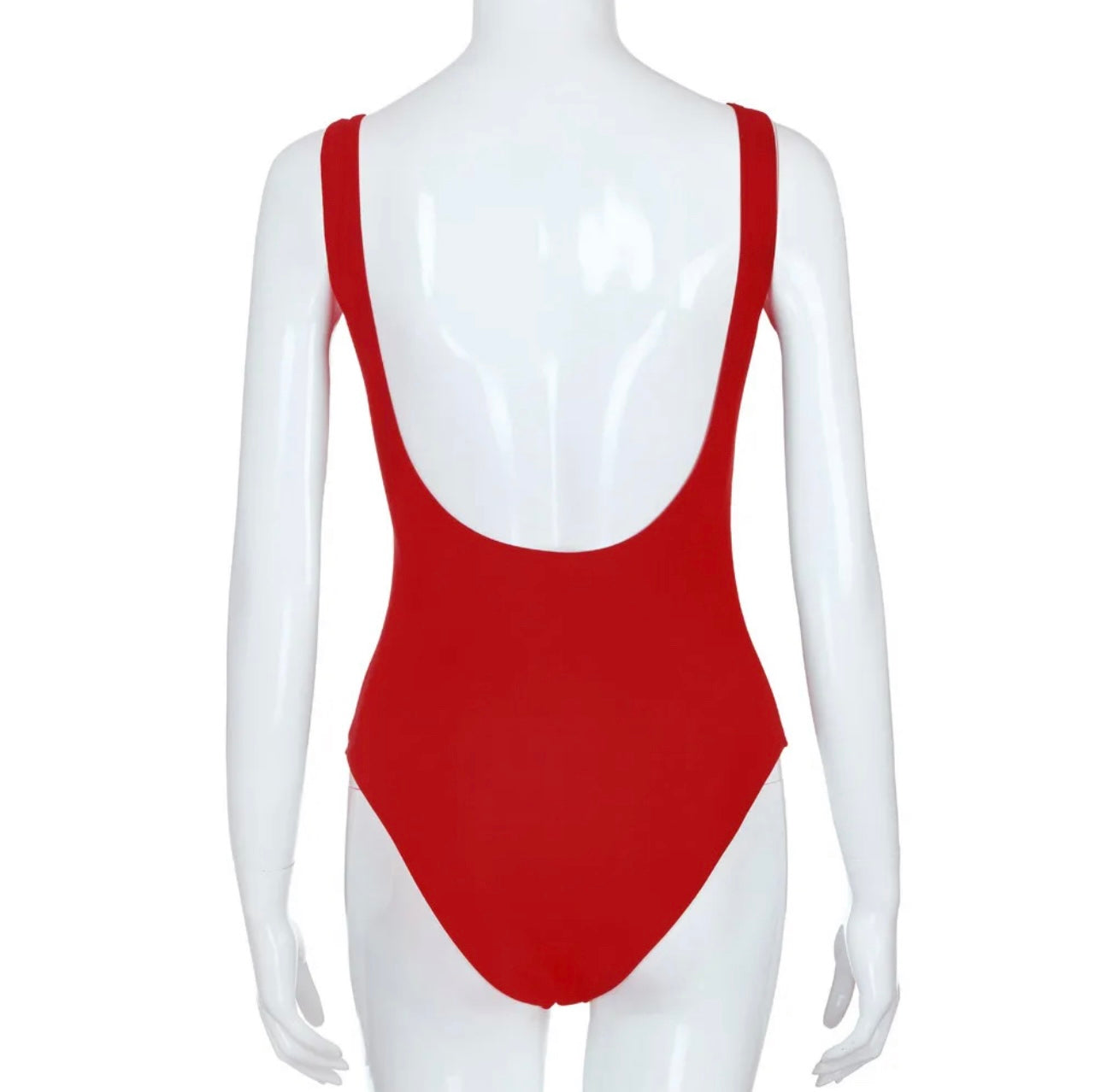 Woman Classic One Piece Bathing Suit Red Back