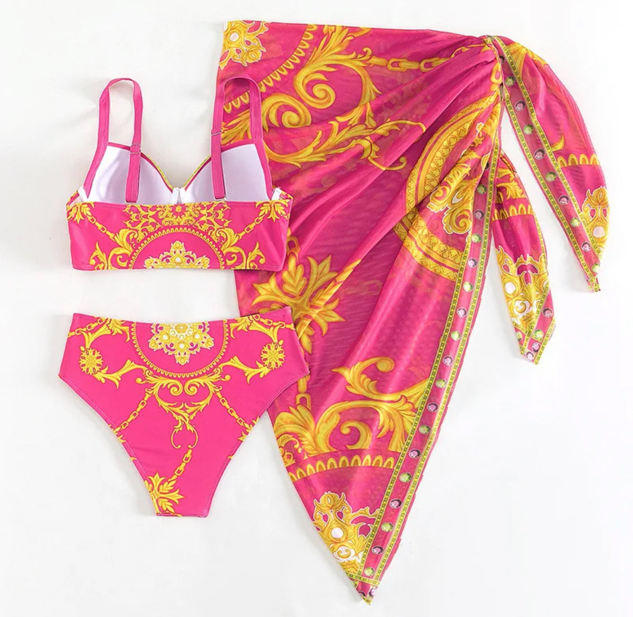 bathing three pieces bikini set back